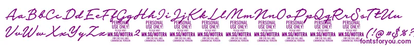 Notera2mediumPersonal-fontti – violetit fontit valkoisella taustalla