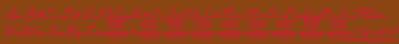 Notera2mediumPersonal-Schriftart – Rote Schriften auf braunem Hintergrund