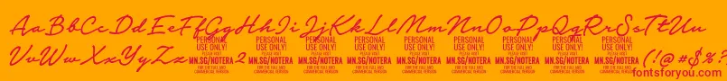 Notera2mediumPersonal-Schriftart – Rote Schriften auf orangefarbenem Hintergrund