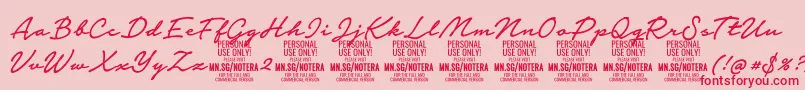 Notera2mediumPersonal Font – Red Fonts on Pink Background