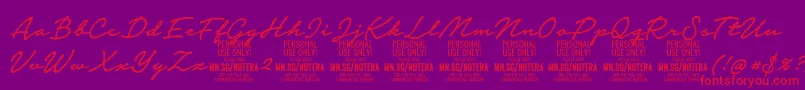 Fonte Notera2mediumPersonal – fontes vermelhas em um fundo violeta