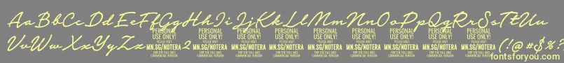 Notera2mediumPersonal Font – Yellow Fonts on Gray Background