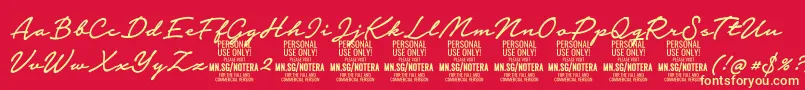 Notera2mediumPersonal-Schriftart – Gelbe Schriften auf rotem Hintergrund