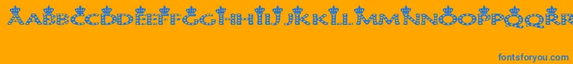 QueenOfHearts-Schriftart – Blaue Schriften auf orangefarbenem Hintergrund