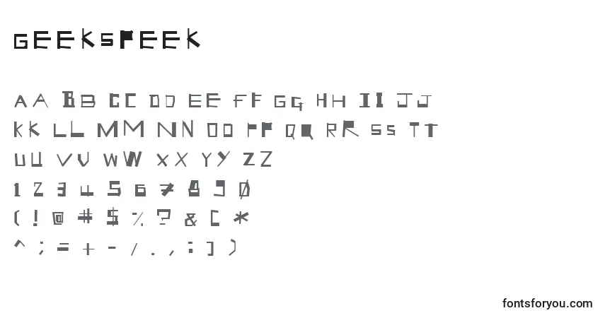 A fonte GeekSpeek – alfabeto, números, caracteres especiais