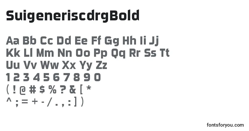 A fonte SuigeneriscdrgBold – alfabeto, números, caracteres especiais