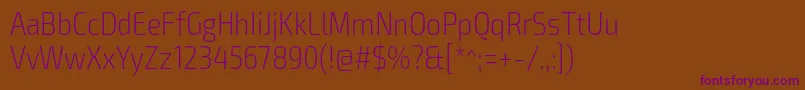 Exo2Extralightcondensed Font – Purple Fonts on Brown Background