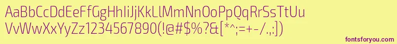 Exo2Extralightcondensed Font – Purple Fonts on Yellow Background
