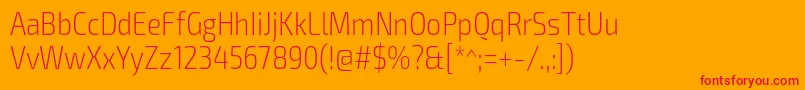 Exo2Extralightcondensed Font – Red Fonts on Orange Background