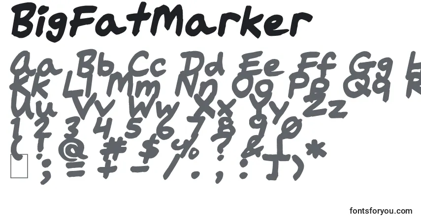 Fuente BigFatMarker - alfabeto, números, caracteres especiales