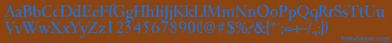 Weitere Informationen zur Garfeldantique-Schriftart Garfeldantique-Schriftart – Blaue Schriften auf braunem Hintergrund