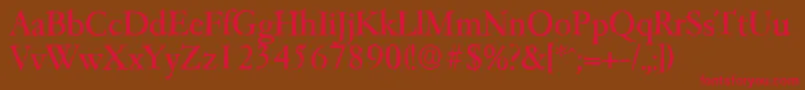 Garfeldantique-Schriftart – Rote Schriften auf braunem Hintergrund