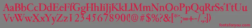 Garfeldantique-Schriftart – Rote Schriften auf grauem Hintergrund
