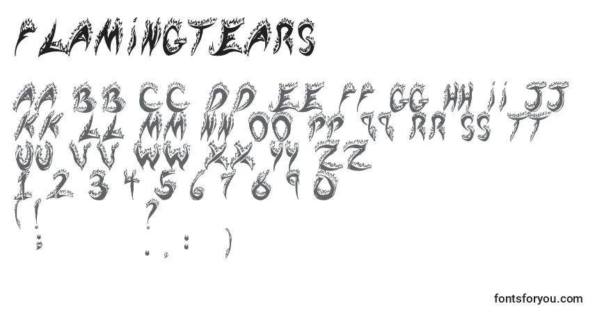 Schriftart FlamingTears – Alphabet, Zahlen, spezielle Symbole