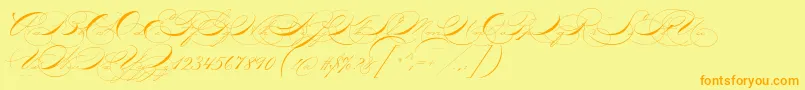 P22zanerone-Schriftart – Orangefarbene Schriften auf gelbem Hintergrund