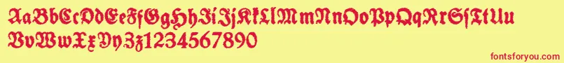 フォントSchneidlerHalbFetteTrashFree – 赤い文字の黄色い背景