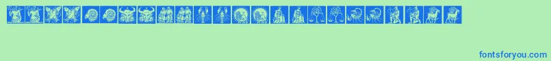 Tierkreis1 Font – Blue Fonts on Green Background