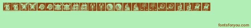 Tierkreis1 Font – Brown Fonts on Green Background