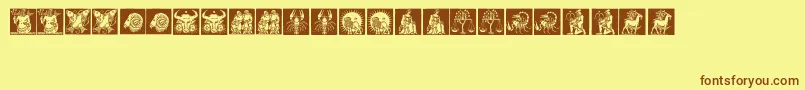 Tierkreis1 Font – Brown Fonts on Yellow Background
