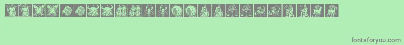 Tierkreis1 Font – Gray Fonts on Green Background