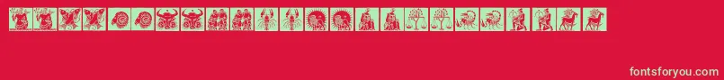 フォントTierkreis1 – 赤い背景に緑の文字