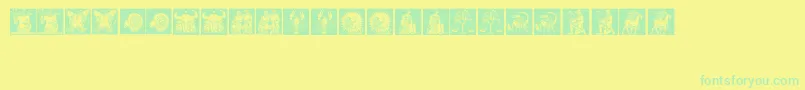 Tierkreis1 Font – Green Fonts on Yellow Background