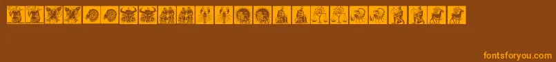 Tierkreis1 Font – Orange Fonts on Brown Background
