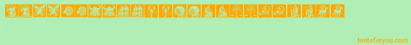Tierkreis1 Font – Orange Fonts on Green Background