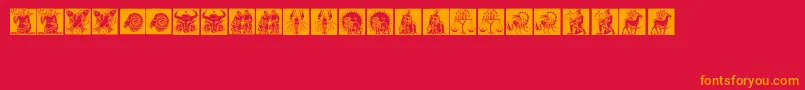 Tierkreis1 Font – Orange Fonts on Red Background