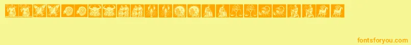 Tierkreis1 Font – Orange Fonts on Yellow Background
