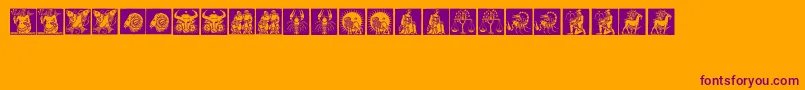Tierkreis1 Font – Purple Fonts on Orange Background