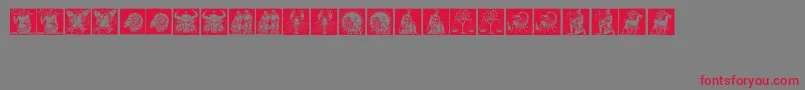 Tierkreis1-Schriftart – Rote Schriften auf grauem Hintergrund