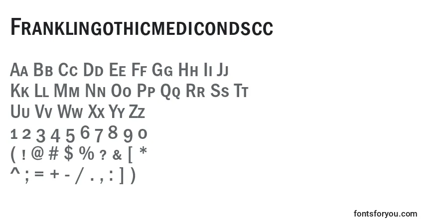 A fonte Franklingothicmedicondscc – alfabeto, números, caracteres especiais