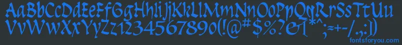 Insula-Schriftart – Blaue Schriften auf schwarzem Hintergrund