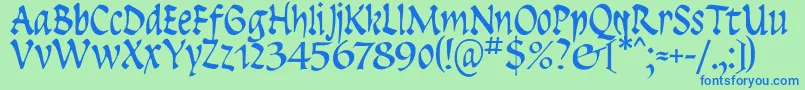 フォントInsula – 青い文字は緑の背景です。