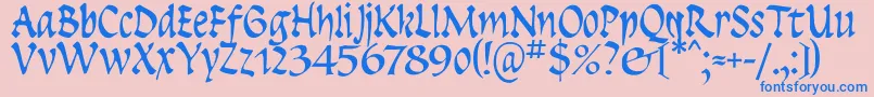 Insula-Schriftart – Blaue Schriften auf rosa Hintergrund