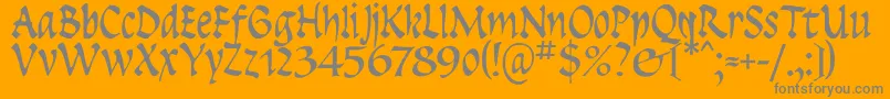 Insula-fontti – harmaat kirjasimet oranssilla taustalla