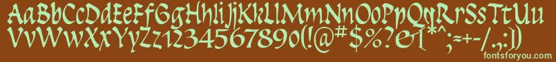 Insula-Schriftart – Grüne Schriften auf braunem Hintergrund