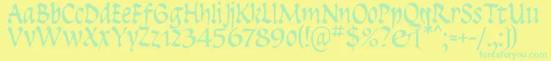 Insula-Schriftart – Grüne Schriften auf gelbem Hintergrund