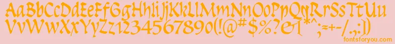 Insula-Schriftart – Orangefarbene Schriften auf rosa Hintergrund