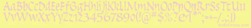 Czcionka Insula – różowe czcionki na żółtym tle