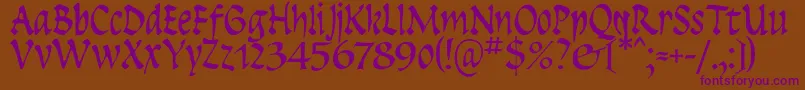 Insula-Schriftart – Violette Schriften auf braunem Hintergrund