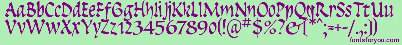 フォントInsula – 緑の背景に紫のフォント