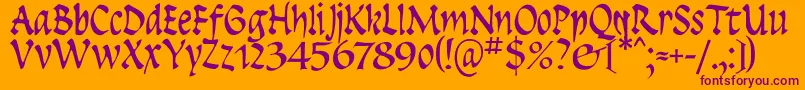 Insula-Schriftart – Violette Schriften auf orangefarbenem Hintergrund