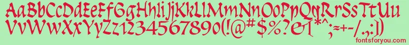 Insula-Schriftart – Rote Schriften auf grünem Hintergrund