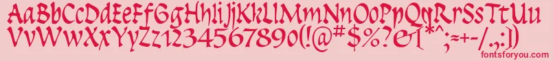 Insula-Schriftart – Rote Schriften auf rosa Hintergrund
