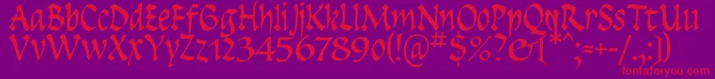 Czcionka Insula – czerwone czcionki na fioletowym tle