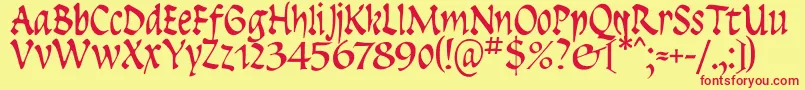 Insula-fontti – punaiset fontit keltaisella taustalla