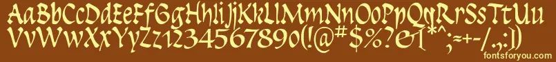 Insula-fontti – keltaiset fontit ruskealla taustalla