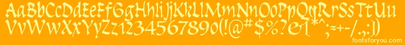 Insula-Schriftart – Gelbe Schriften auf orangefarbenem Hintergrund
